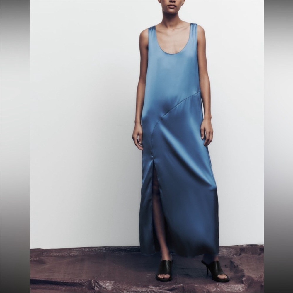 Zara dress Nwt silk satin sleeveless dress long